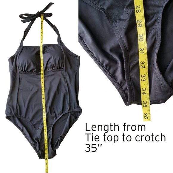 AmberNoon II NWOT One-Piece Halter Top Swimsuit in Black Size 20W - Picture 11 of 16